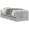 Cadre de lit avec tiroirs sans matelas gris béton 90x200 cm 