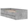 Cadre de lit avec tiroirs sans matelas gris béton 90x200 cm 