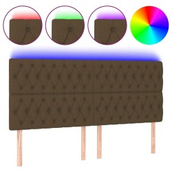 Tête de lit à LED Marron foncé 200x7x118/128 cm Tissu 