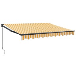 Auvent rétractable jaune et blanc 3,5x2,5 m tissu et aluminium 