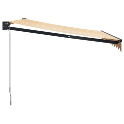 Auvent rétractable jaune et blanc 3,5x2,5 m tissu et aluminium 
