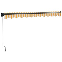 Auvent rétractable jaune et blanc 3,5x2,5 m tissu et aluminium 
