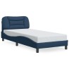 Cadre de lit avec LED sans matelas bleu 90x200 cm tissu 
