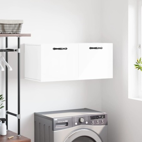 Armoire murale blanc brillant 80x36,5x35 cm bois d'ingénierie 