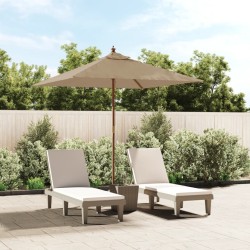 Parasol de jardin avec mât en bois taupe 198x198x231 cm 