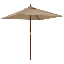 Parasol de jardin avec mât en bois taupe 198x198x231 cm 