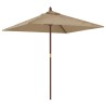 Parasol de jardin avec mât en bois taupe 198x198x231 cm 