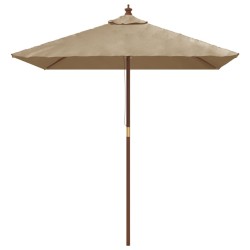 Parasol de jardin avec mât en bois taupe 198x198x231 cm 