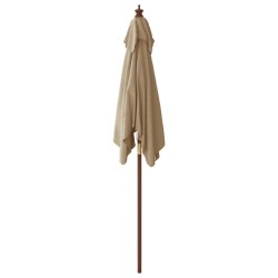 Parasol de jardin avec mât en bois taupe 198x198x231 cm 