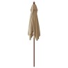 Parasol de jardin avec mât en bois taupe 198x198x231 cm 