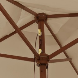 Parasol de jardin avec mât en bois taupe 198x198x231 cm 