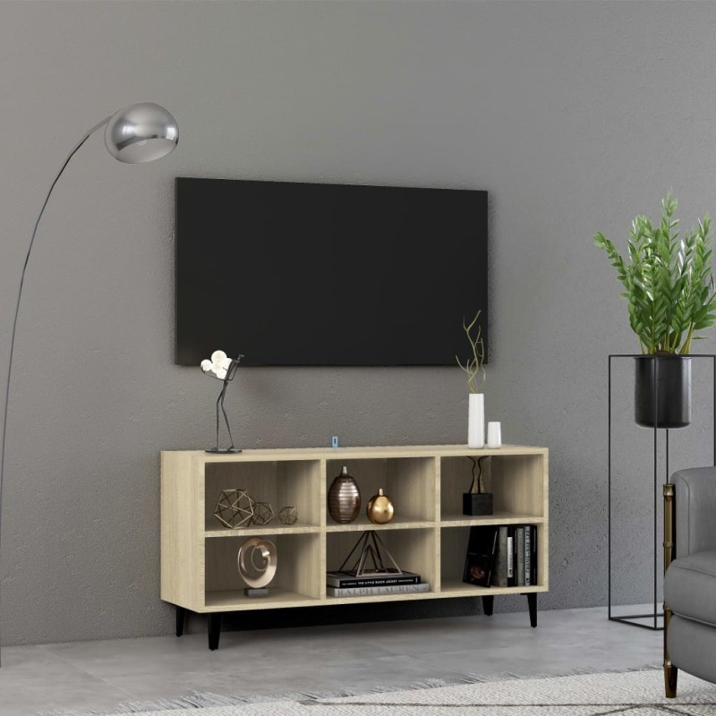 Meuble TV avec pieds en métal Chêne sonoma 103,5x30x50 cm Meuble TV avec pieds en métal Chêne sonoma 103,5x30x50 cm