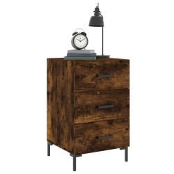 Table de chevet chêne fumé 40x40x66 cm bois d'ingénierie 