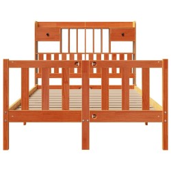 Lit bibliothèque sans matelas cire marron 120x200 cm pin massif 