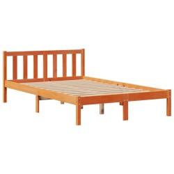 Lit bibliothèque sans matelas cire marron 120x200 cm pin massif 