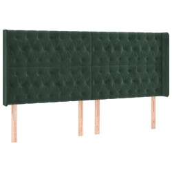 Tête de lit avec oreilles Vert foncé 183x16x118/128 cm Velours 