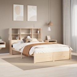 Lit bibliothèque sans matelas 120x200 cm bois de pin massif 