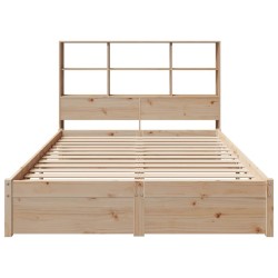 Lit bibliothèque sans matelas 120x200 cm bois de pin massif 