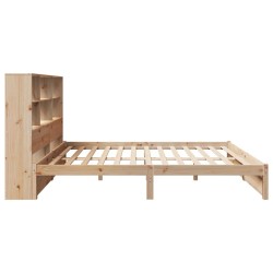 Lit bibliothèque sans matelas 120x200 cm bois de pin massif 