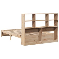 Lit bibliothèque sans matelas 120x200 cm bois de pin massif 
