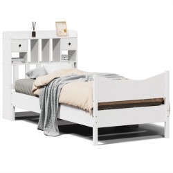 Cadre de lit sans matelas blanc 75x190 cm bois de pin massif 