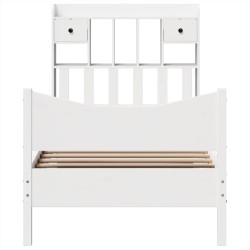 Cadre de lit sans matelas blanc 75x190 cm bois de pin massif 