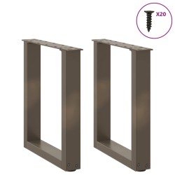 Pieds de table basse en U 2 pièces Acier naturel 38 x (42-43) cm Acier 