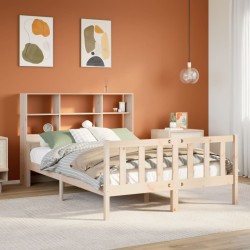 Lit bibliothèque sans matelas 120x190 cm bois de pin massif 