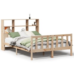 Lit bibliothèque sans matelas 120x190 cm bois de pin massif 