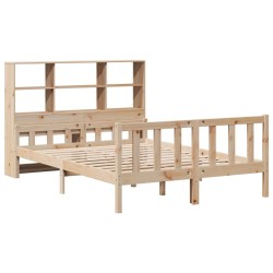 Lit bibliothèque sans matelas 120x190 cm bois de pin massif 