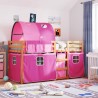 Lit superposé sans matelas rose 75x190 cm bois de pin massif 