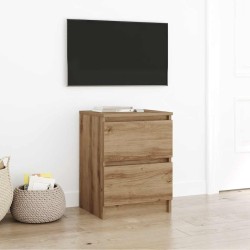 Meuble TV chêne artisanal 40x35x54 cm bois d'ingénierie 
