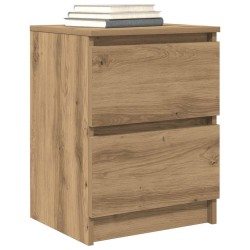 Meuble TV chêne artisanal 40x35x54 cm bois d'ingénierie 