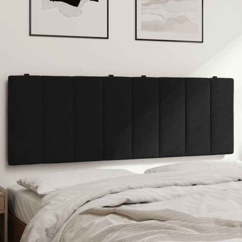 Coussin de tête de lit noir 140 cm velours 