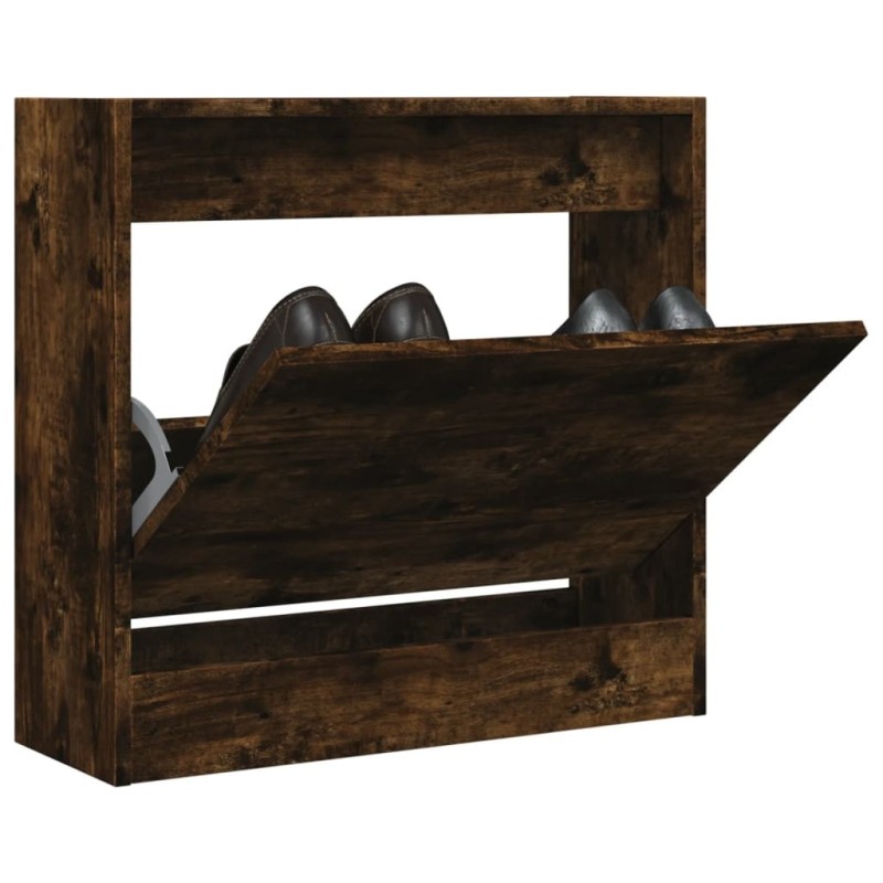 Armoire à chaussures chêne fumé 60x21x57 cm bois d'ingénierie Armoire à chaussures chêne fumé 60x21x57 cm bois d'ingénierie