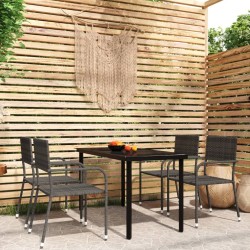Ensemble à manger de jardin 5 pcs Gris 