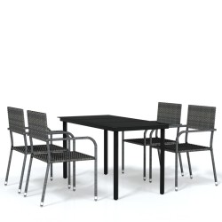 Ensemble à manger de jardin 5 pcs Gris 
