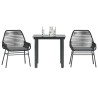 Ensemble à manger de jardin et coussins 3 pcs noir rotin verre 
