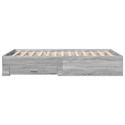 Cadre de lit avec tiroirs sans matelas sonoma gris 140x190 cm 