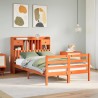 Lit bibliothèque sans matelas cire marron 120x200 cm pin massif 