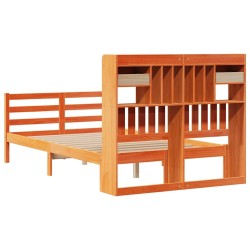 Lit bibliothèque sans matelas cire marron 120x200 cm pin massif 