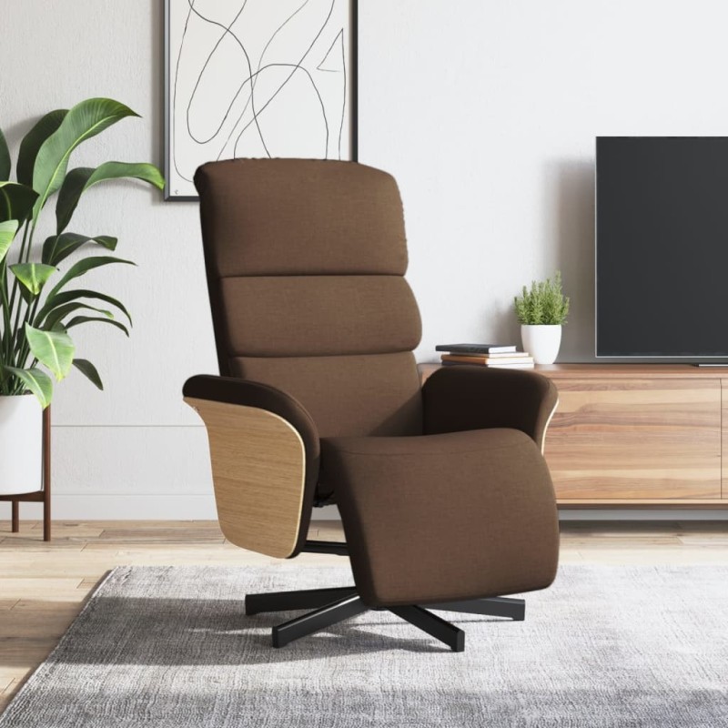 Fauteuil inclinable avec repose-pieds marron tissu 