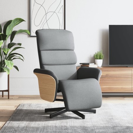 Fauteuil inclinable avec repose-pieds gris clair tissu 
