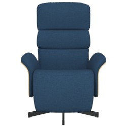 Fauteuil inclinable avec repose-pieds bleu tissu 