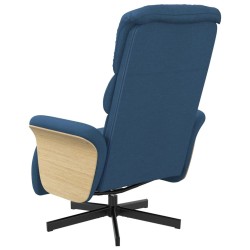 Fauteuil inclinable avec repose-pieds bleu tissu 