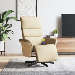 Fauteuil inclinable avec repose-pied crème tissu 