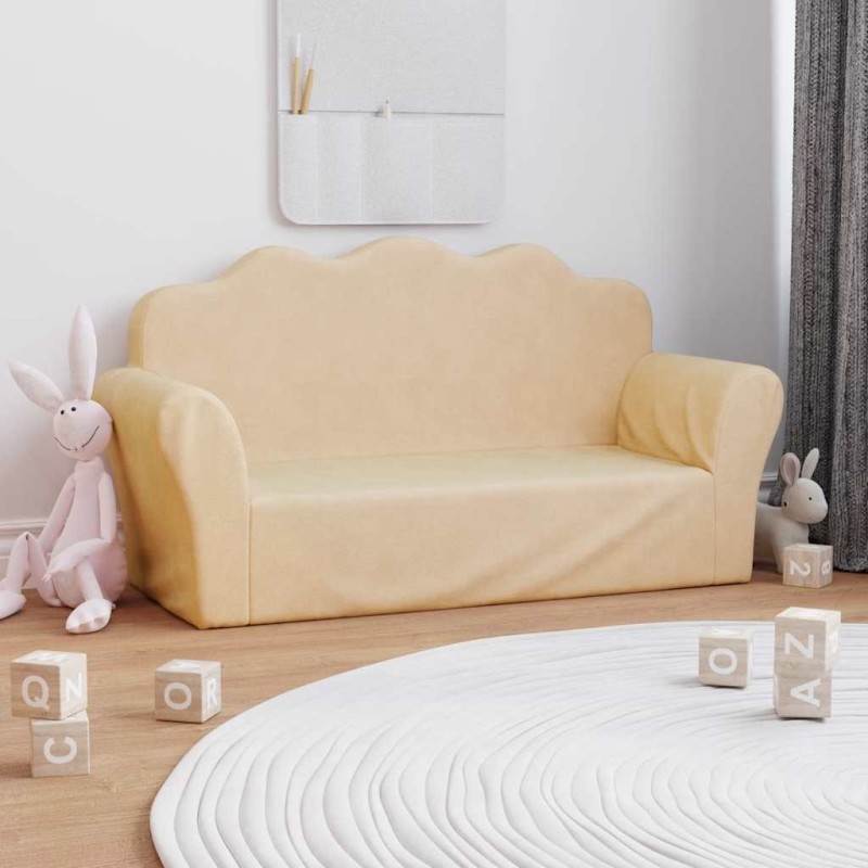 Canapé pour enfants 2 places crème peluche douce 