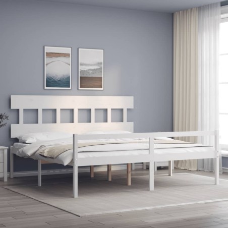 Lit pour personne âgée sans matelas blanc bois massif 