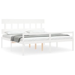 Lit pour personne âgée sans matelas blanc bois massif 