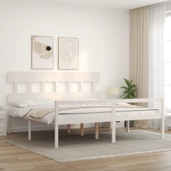 Lit pour personne âgée sans matelas blanc bois massif 